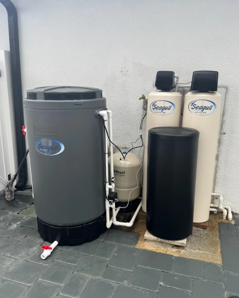 Whole-house well water treatment system for sulfur and iron with Seagull tanks installed in Central Florida